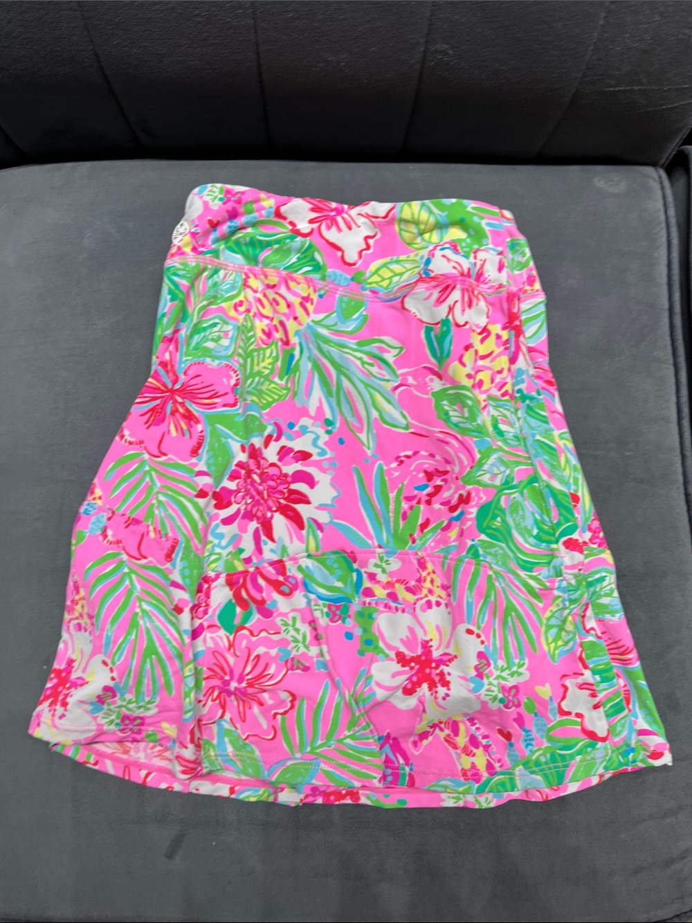 Lilly Pulitzer Hot Pink Tropical Floral Skort with Green Leaf Print